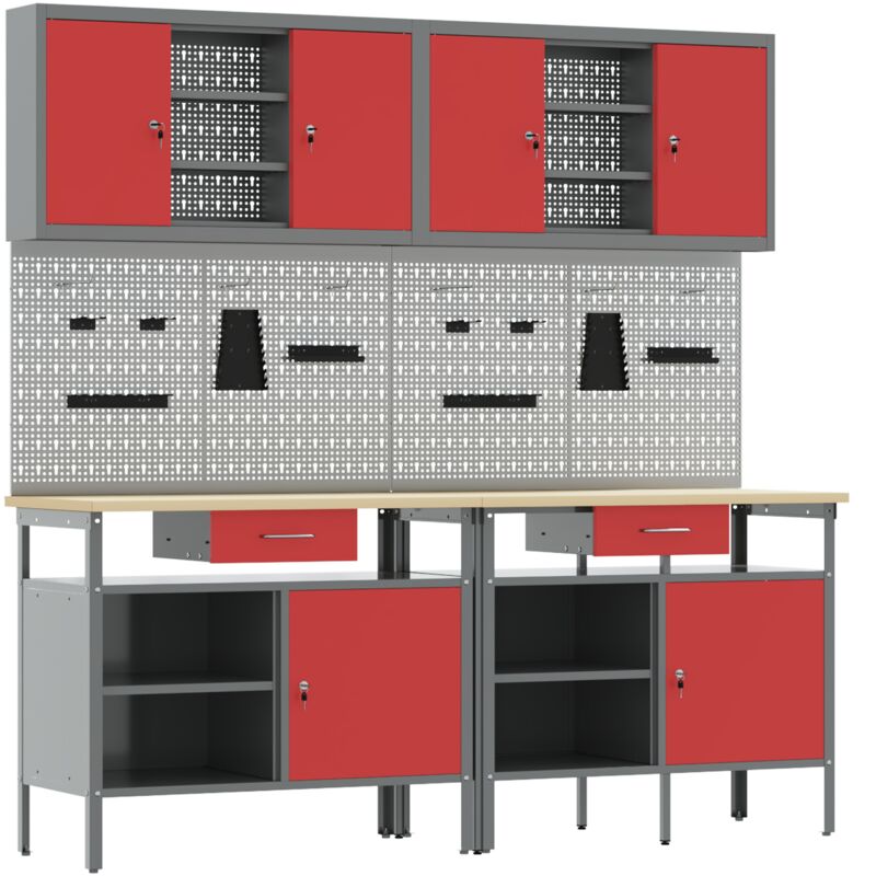 Vidaxl - Set de 8 outils de travail en acier rouge