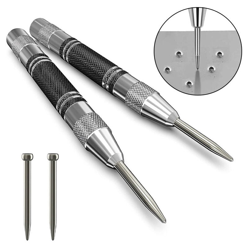Gotrays - Set de 8 pièces Poinçon automatique, poinçon central automatique, poinçon central à ressort, poinçon automatique avec force de frappe
