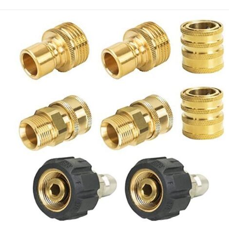 Set de 8 Raccords de Tuyauterie en Acier Inoxydable - Adaptateur Rapide M22 Mâle et 3/8 Femelle pour Pistolet à Eau Anti-Explosion