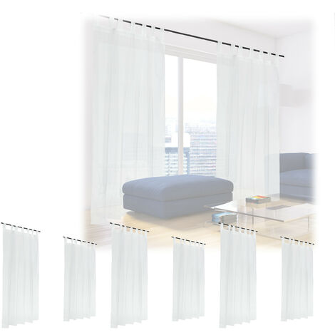 Relaxdays 2 Visillos de Voile, Cortinas Semitransparentes con Presillas,  Salón y Dormitorio , 175x140 cm, Blanco