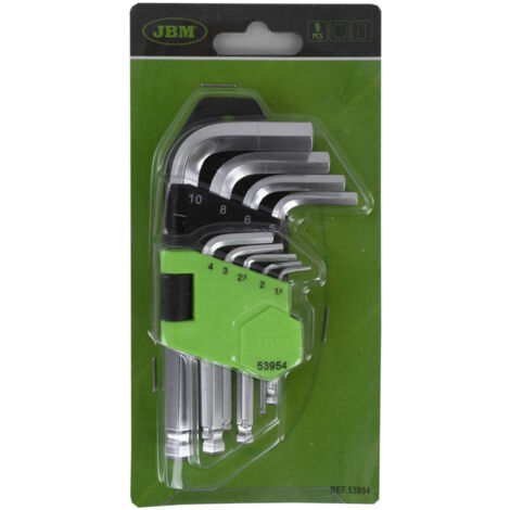 Set de 9 llaves Allen cortas con punta redonda  JBM53954