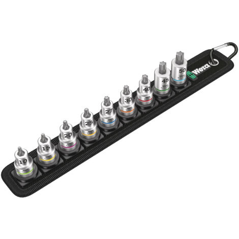 Set de 9 llaves de vaso de punta Zyklop 3/8" con función de retención WERA Belt B 3
