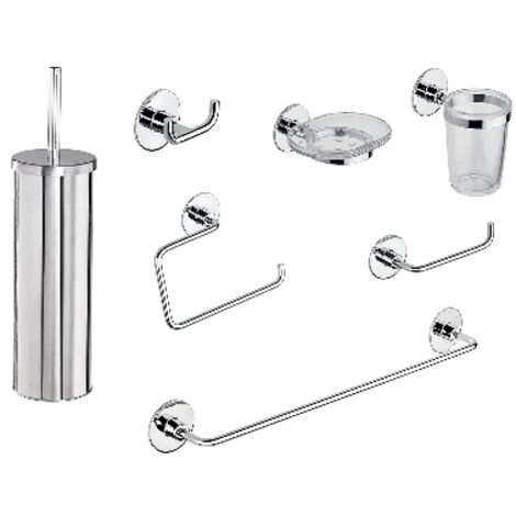 Set de accesorios de baño Wind con adhesivo de doble cara + tornillo cromado