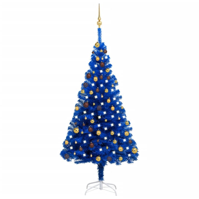 

Set de arbol de Navidad artificial con LED y bolas azul 180 cm