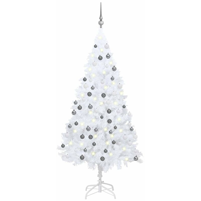 

Set de arbol de Navidad artificial con LED y bolas blanco 150cm