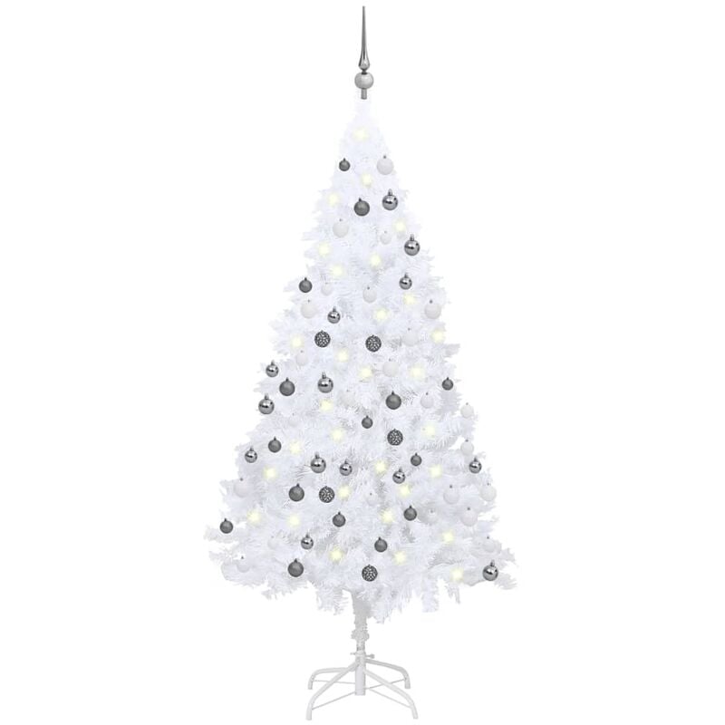 

Set de árbol de Navidad artificial con LED y bolas blanco 180cm