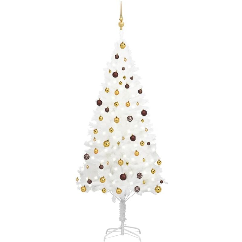 

Set de árbol de Navidad artificial con LED y bolas blanco 210cm