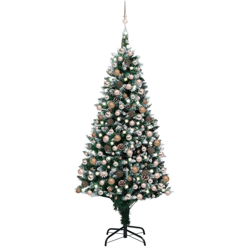 

Set de árbol de Navidad artificial con LED y bolas piñas 210 cm