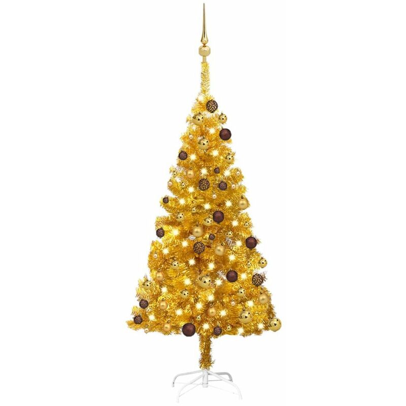 

Set de arbol de Navidad artificial LED y bolas dorado PET 120cm