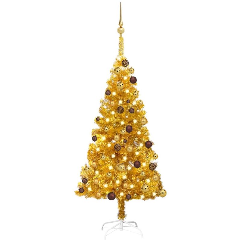 

Set de árbol de Navidad artificial LED y bolas dorado PET 120cm