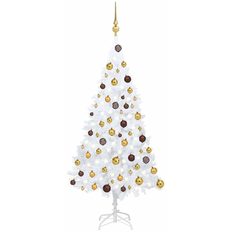 

Set de arbol de Navidad artificial LED y bolas PVC blanco 120cm