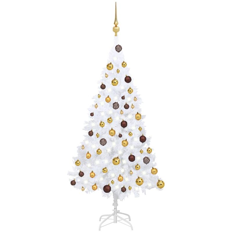 

Set de árbol de Navidad artificial LED y bolas PVC blanco 120cm