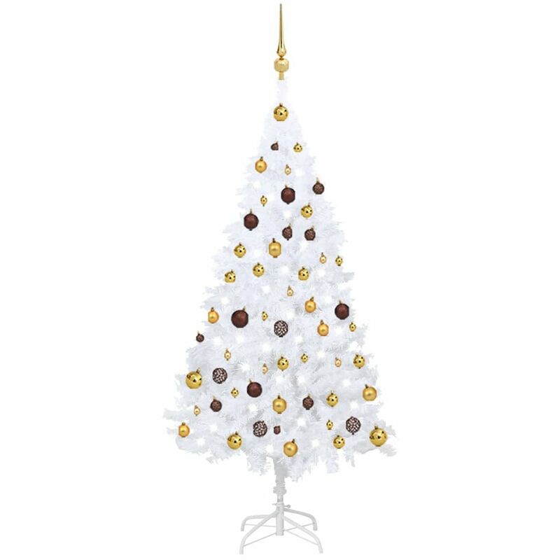 

Set de arbol de Navidad artificial LED y bolas PVC blanco 150cm