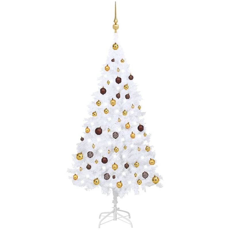 

Set de árbol de Navidad artificial LED y bolas PVC blanco 150cm