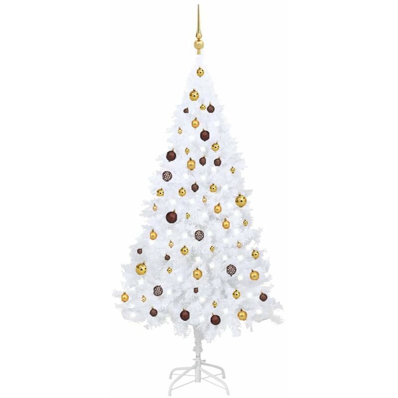 

Set de arbol de Navidad artificial LED y bolas PVC blanco 180cm