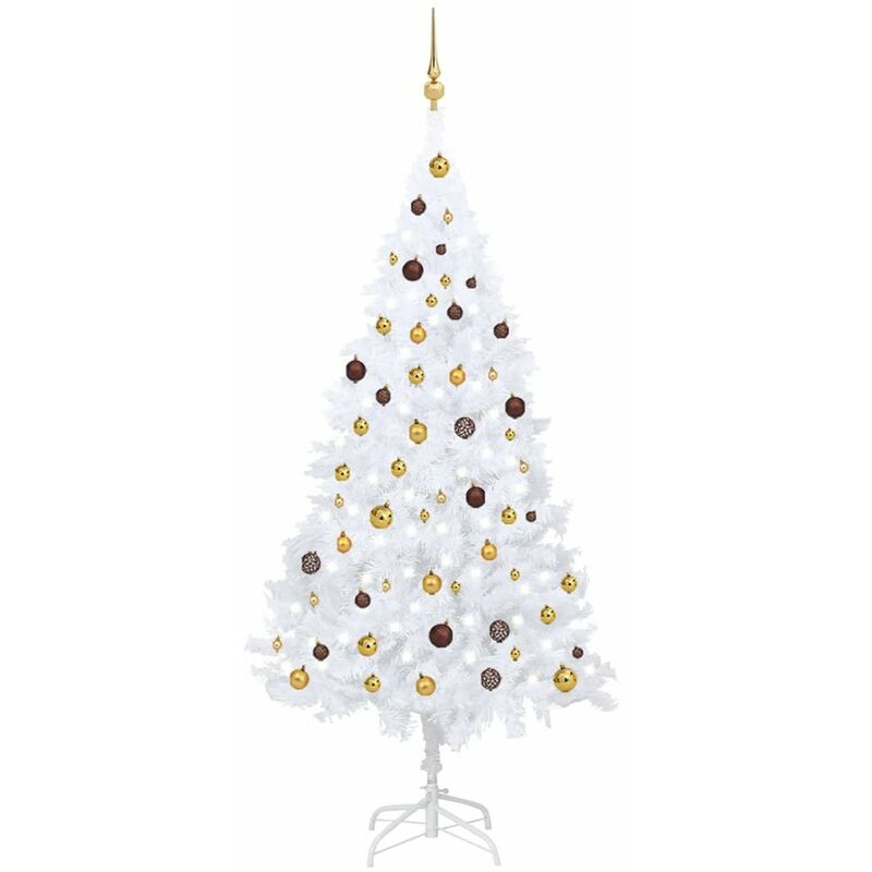 

Happyshopping - Set de arbol de Navidad artificial LED y bolas PVC blanco 210cm