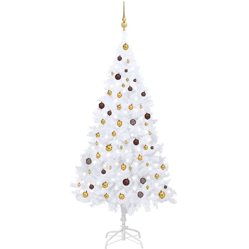 

Set de árbol de Navidad artificial LED y bolas PVC blanco 210cm