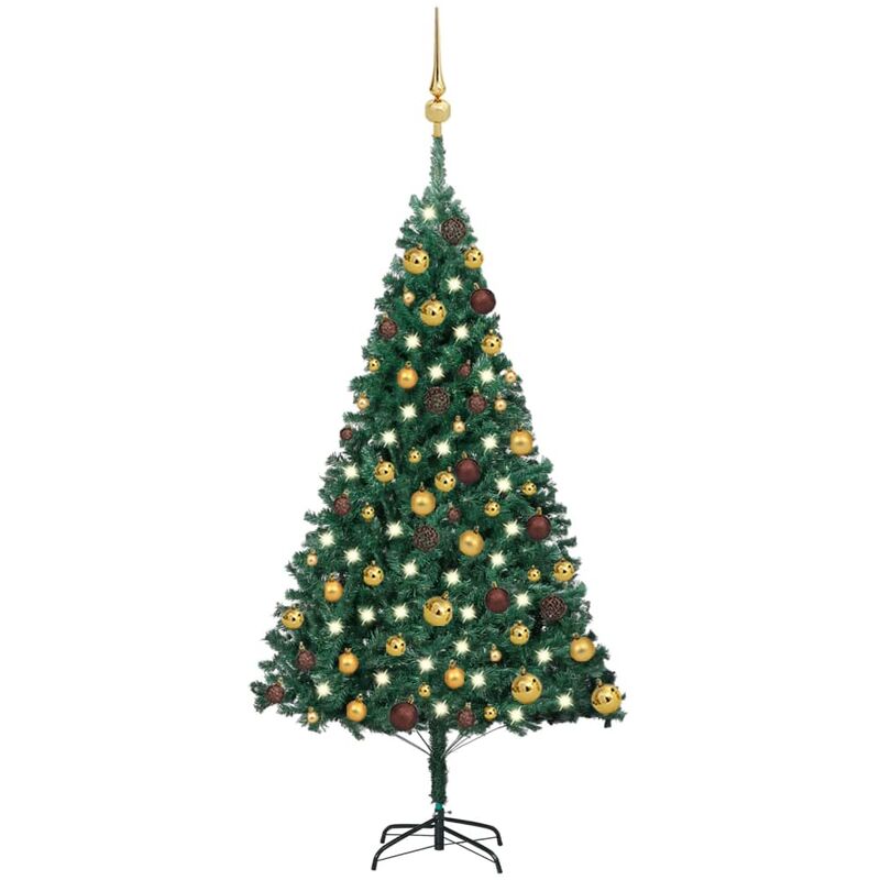 

Set de árbol de Navidad artificial LED y bolas PVC verde 120 cm