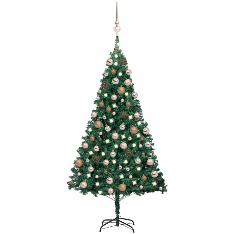 

Set de arbol de Navidad artificial LED y bolas PVC verde 150 cm