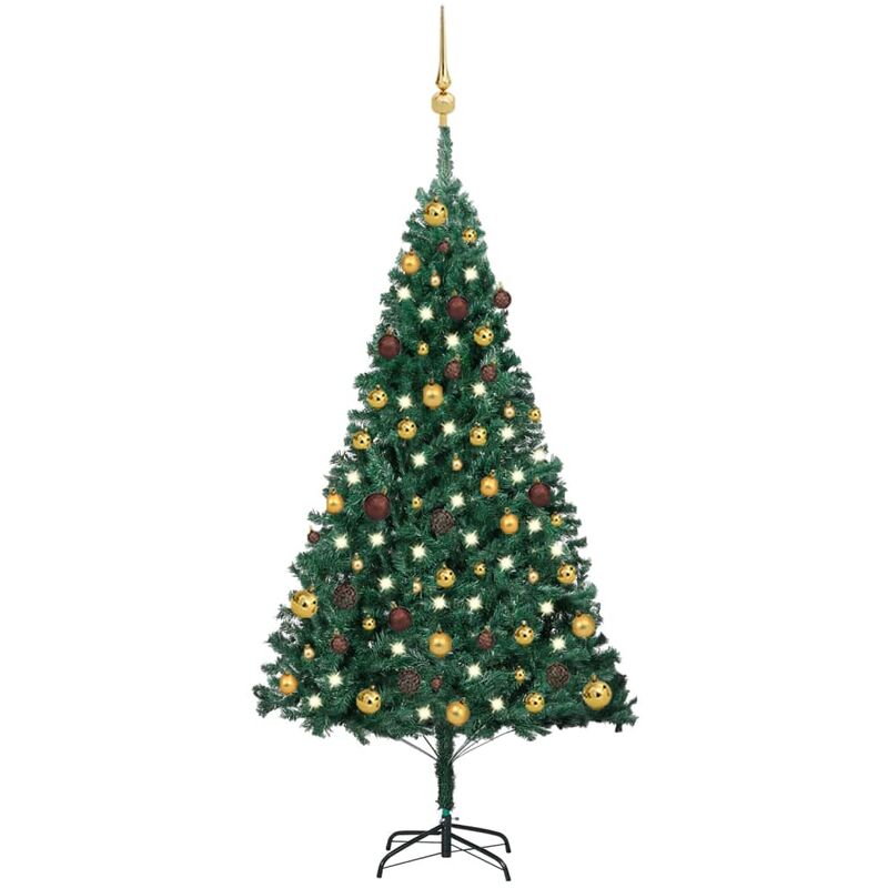 

Set de árbol de Navidad artificial LED y bolas PVC verde 150 cm