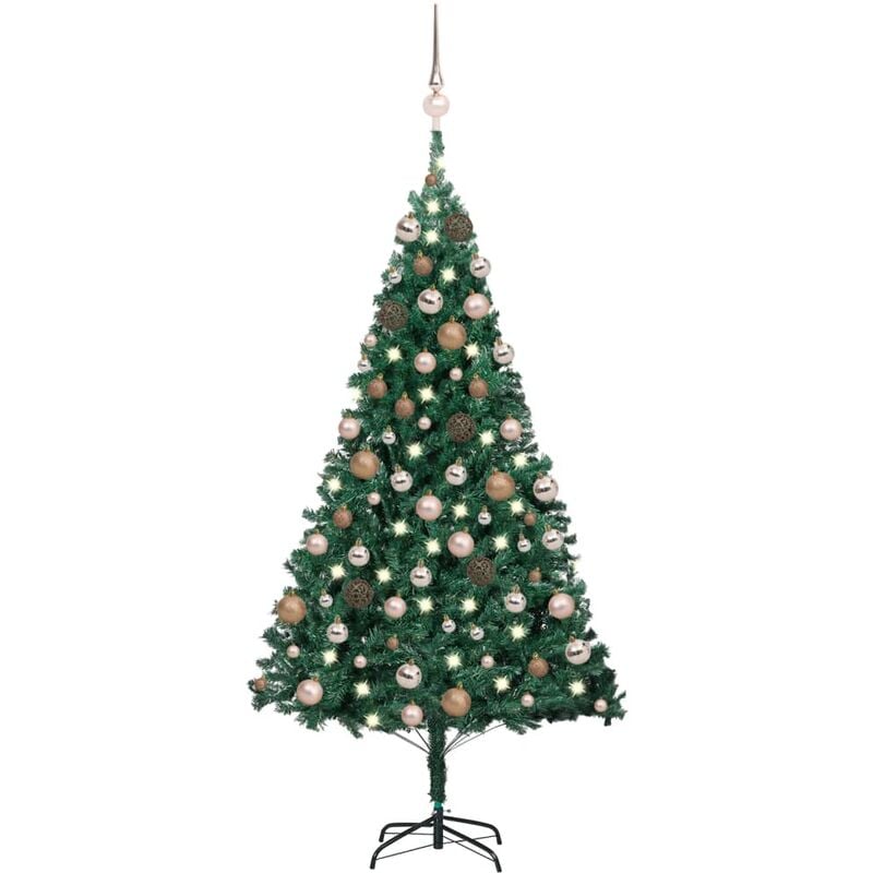 

Set de árbol de Navidad artificial LED y bolas PVC verde 150 cm