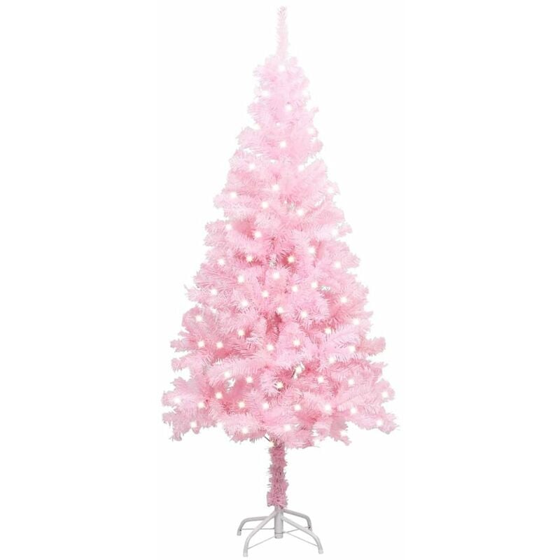 

Set de arbol de Navidad artificial LEDs y soporte rosa 240 cm