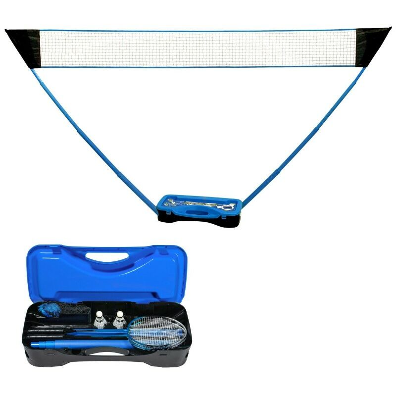 

Set de Bádminton completo con red 95 x 38 x 154 cm, raquetas, volantes, caja de almacenamiento Azul - Azul