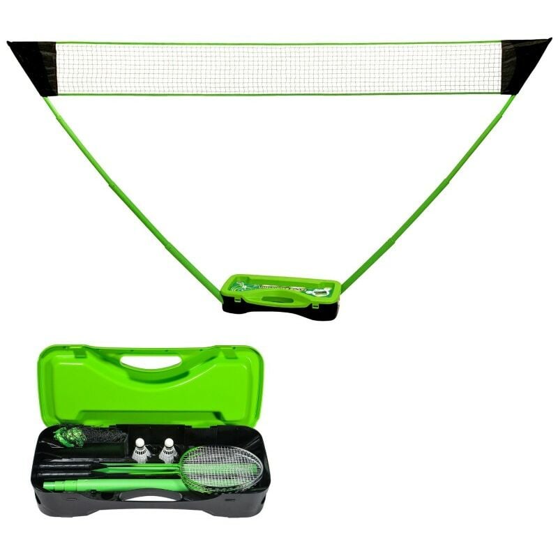 

Set de Bádminton completo con red 95 x 38 x 154 cm, raquetas, volantes, caja de almacenamiento Azul - Verde