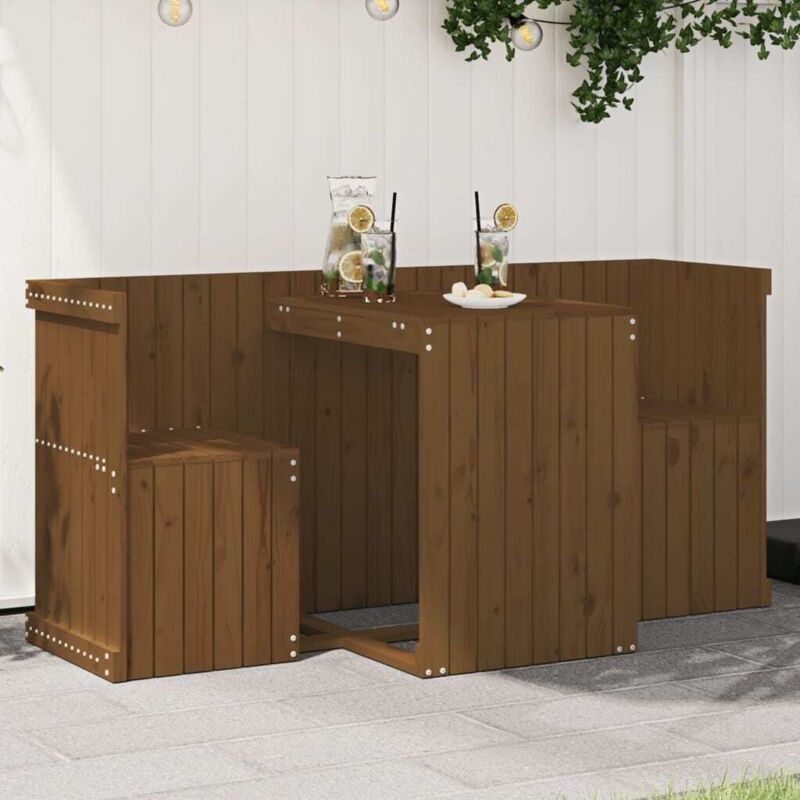 Vidaxl - Set de balcon 2 places marron miel bois de pin massif