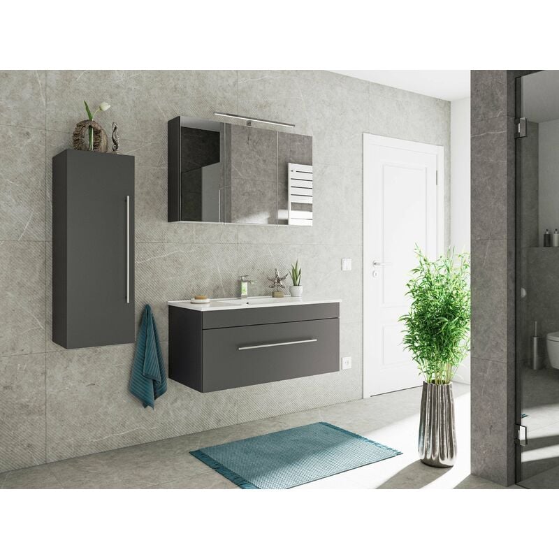 

Set de baño 100cm incl. luz, todos los lados antracita