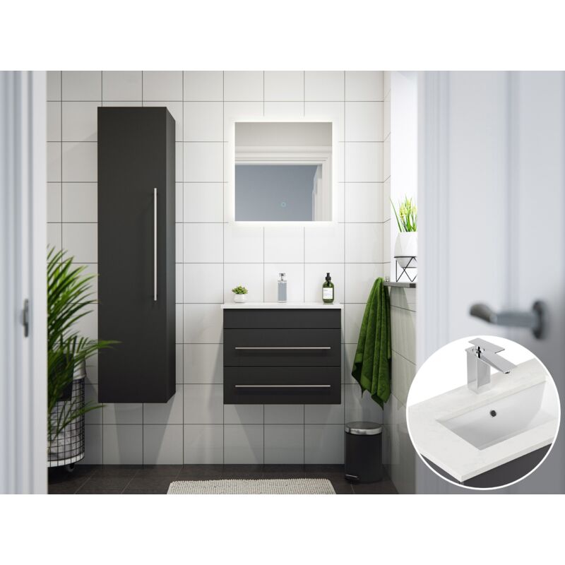 

Set de baño Eton 600 cuarzo 3pzs espejo LED Antracita
