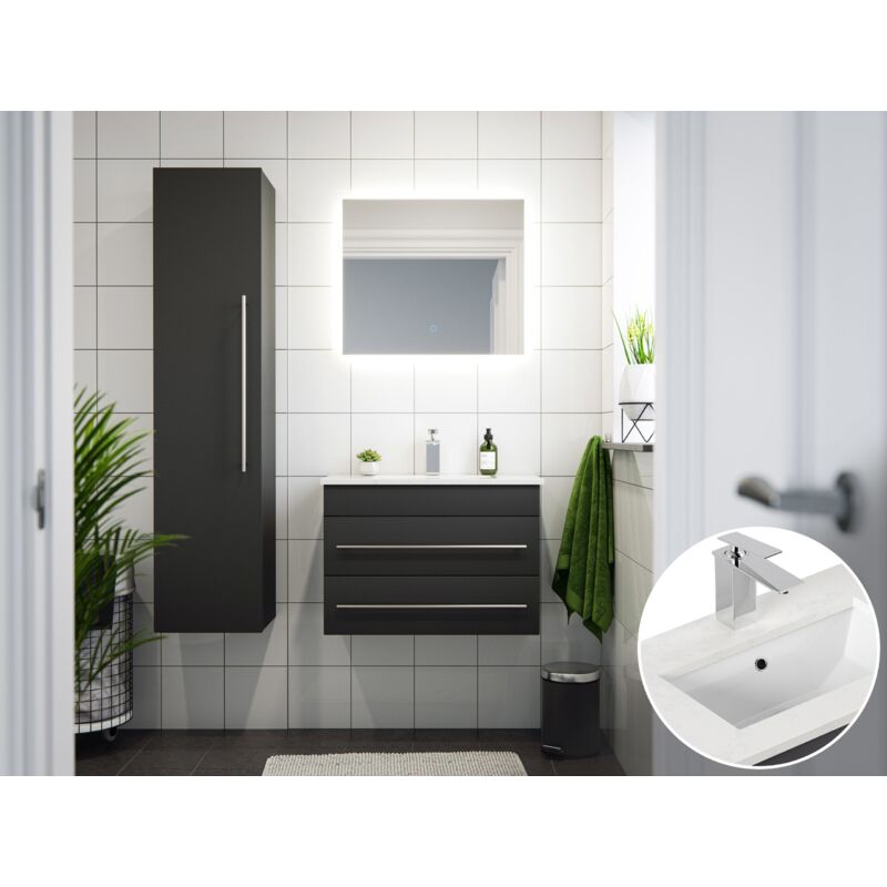 

Set de baño Eton 700 cuarzo 3pzs espejo LED Antracita