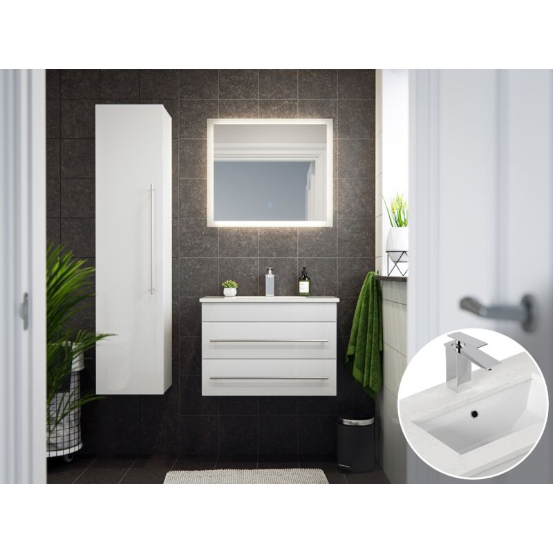 

Set de baño Eton 700 cuarzo 3pzs espejo LED Blanco brillante