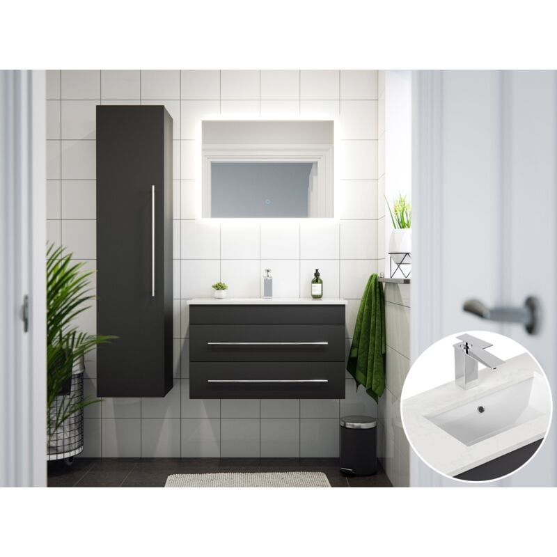 

Set de baño Eton 800 cuarzo 3pzs espejo LED Antracita