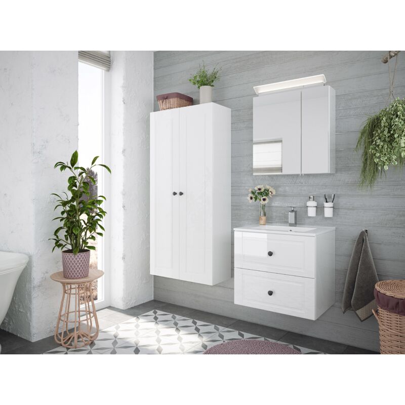 

Set de baño Firenze 60 Cottage 4pzs armario con espejo Blanco brillante