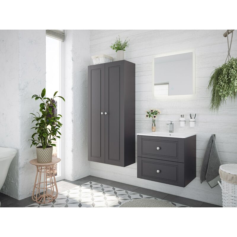 

Set de baño Firenze 60 Cottage 4pzs espejo LED Antracita