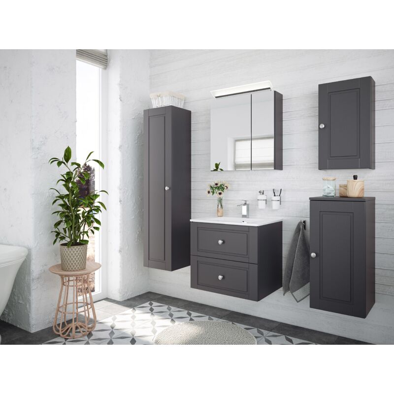 

Set de baño Firenze 60 Cottage 5pzs armario con espejo Antracita
