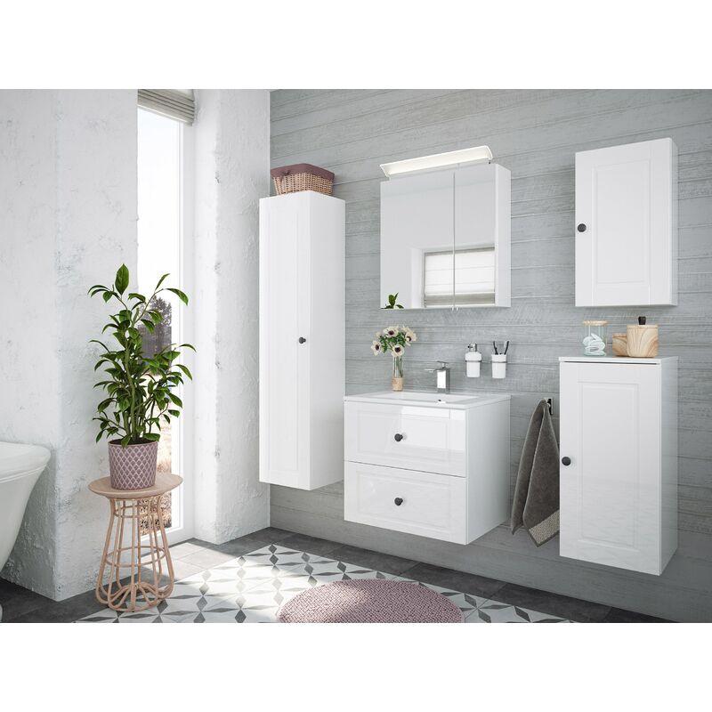 

Set de baño Firenze 60 Cottage 5pzs armario con espejo Blanco brillante