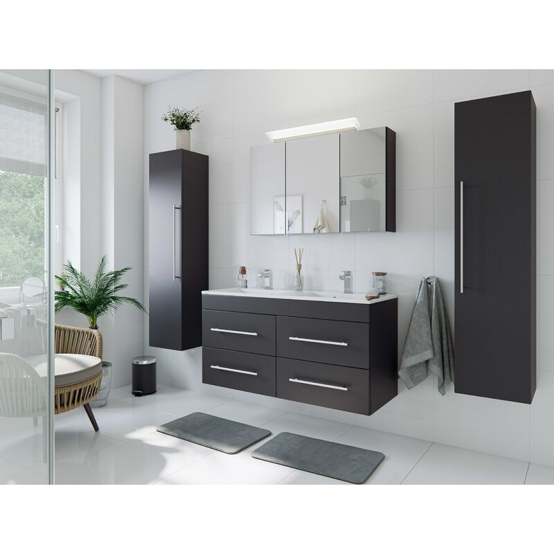 

Set de baño Helios 4U incl. armario con espejo in Antracita satinado