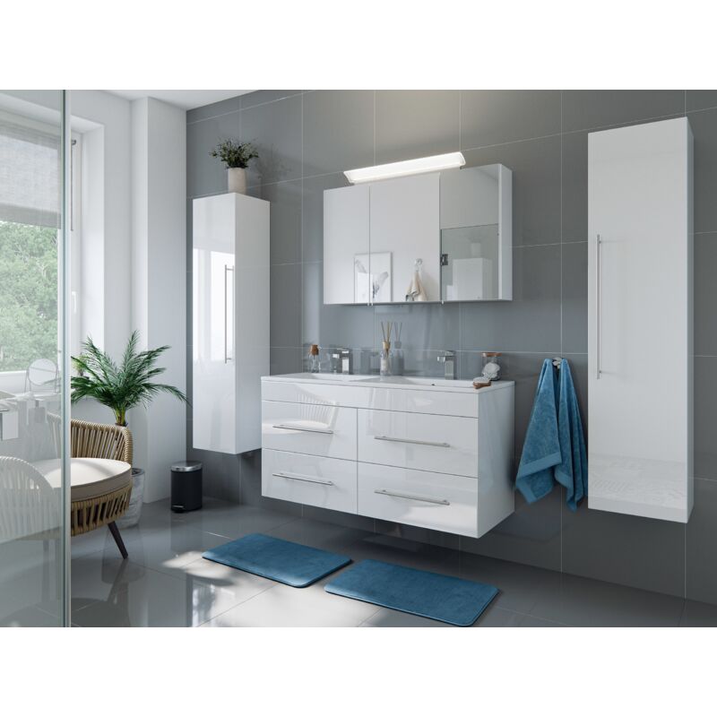 

Set de baño Helios 4U incl. armario con espejo in Blanco brillante