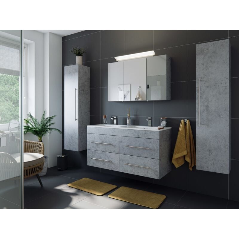 

Set de baño Helios 4U incl. armario con espejo in Gris hormigón