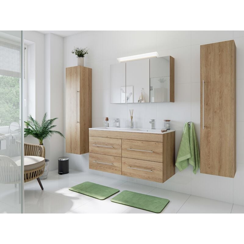 

Set de baño Helios 4U incl. armario con espejo in Roble claro