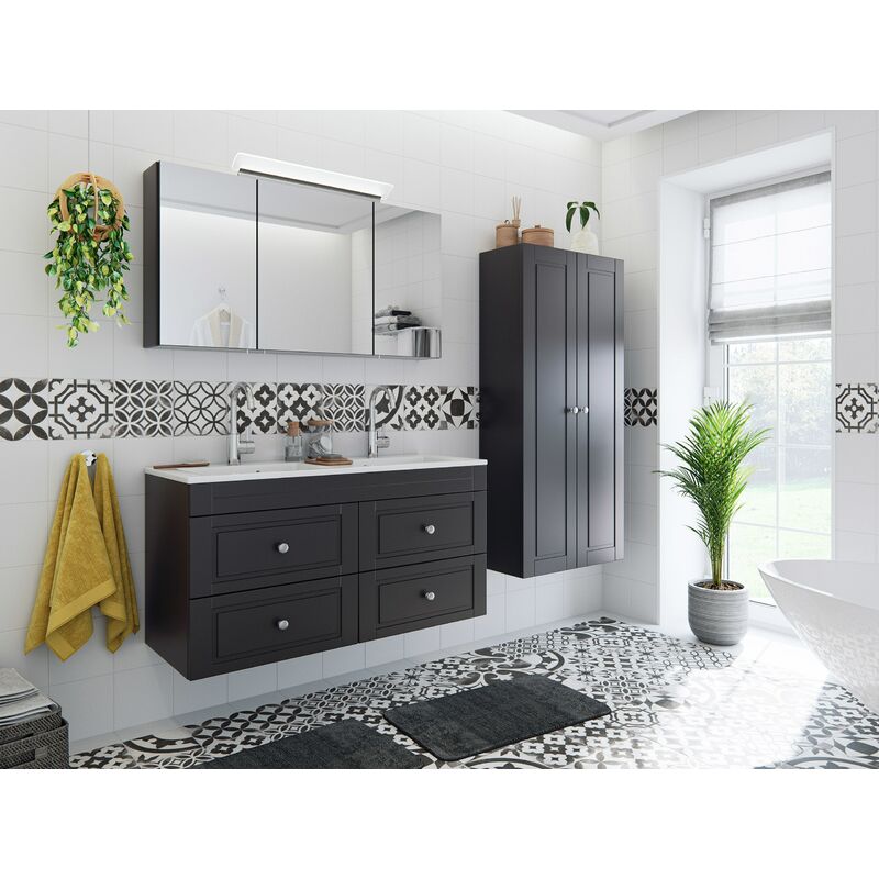

Set de baño Helios Cottage 4pzs armario con espejo Antracita