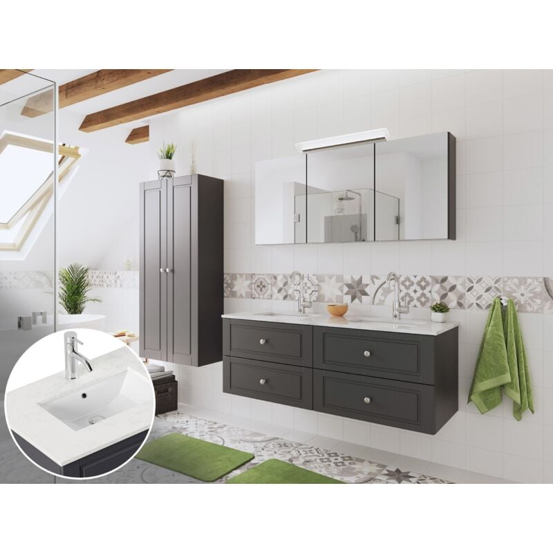 

Set de baño Leek XL Cottage cuarzo 4pzs armario con espejo Antracita