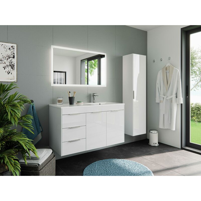 

Set de baño Madeira derecha 3pzs mueble auxiliar Blanco brillante
