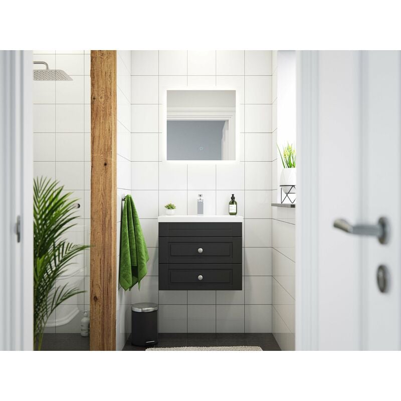 

Set de baño Mars 600 Cottage SlimLine espejo LED Antracita