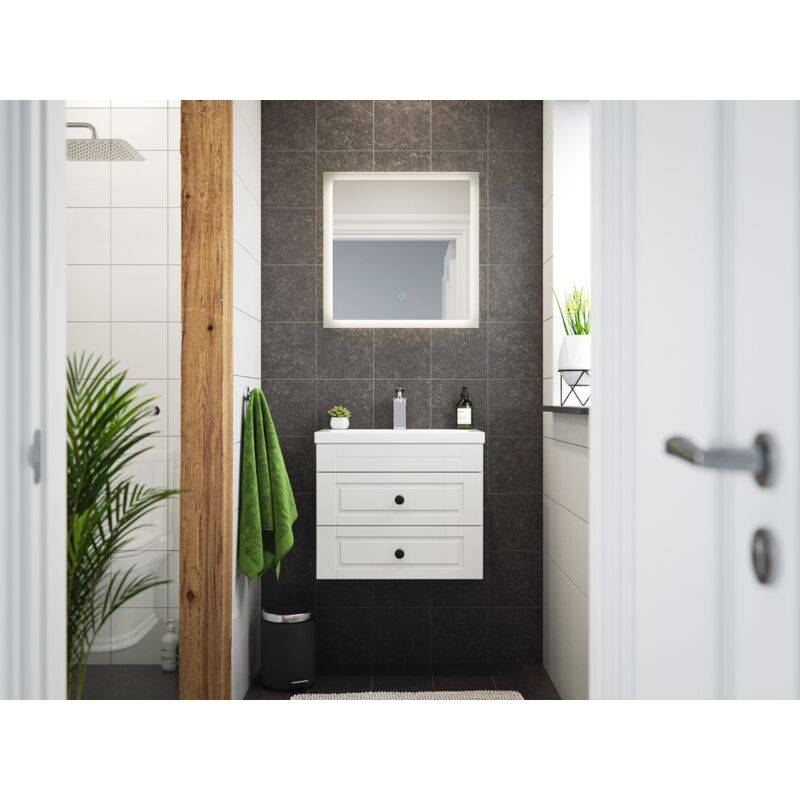 

Set de baño Mars 600 Cottage SlimLine espejo LED Blanco brillante
