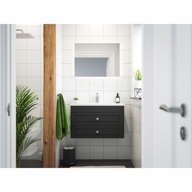 

Set de baño Mars 800 Cottage SlimLine espejo LED Antracita