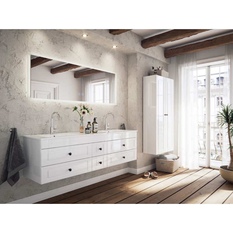 

Set de baño Milano XL Cottage 4pzs espejo LED Antracita