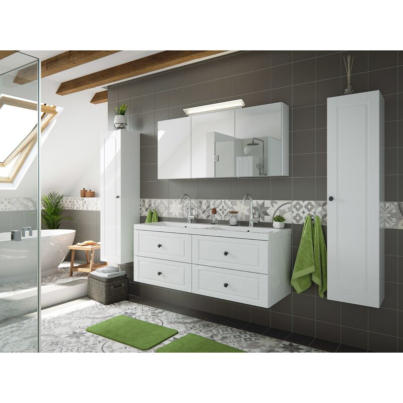 

Set de baño Persepolis XL Cottage 4pzs armario con espejo Blanco brillante
